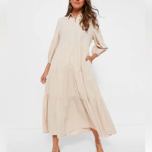 Pomander Place Sandstone Cotton Mabel Maxi Dress Tiered M NWOT Prairie Boho